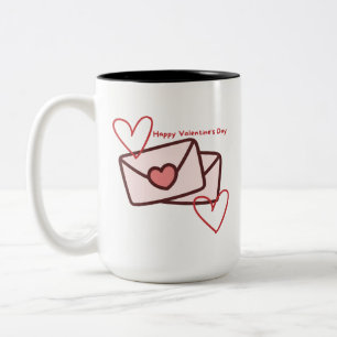 Red Hearth Happy Valentine's Day Two-Tone Coffee Mug