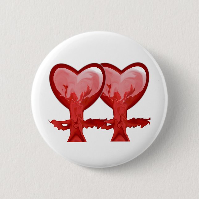 Red Hearts 6 Cm Round Badge (Front)