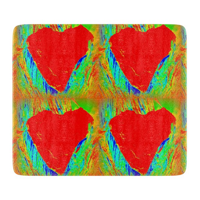 red hearts abstract cutting board (Front)