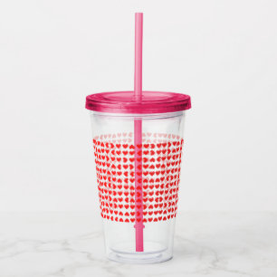 Red hearts acrylic tumbler