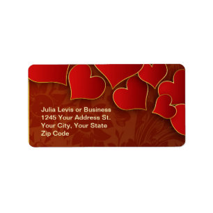 red hearts address label