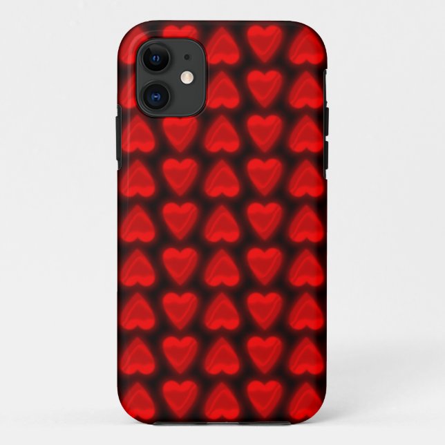 Red Hearts Alternating Up Down Rows Changeable Case-Mate iPhone Case (Back)