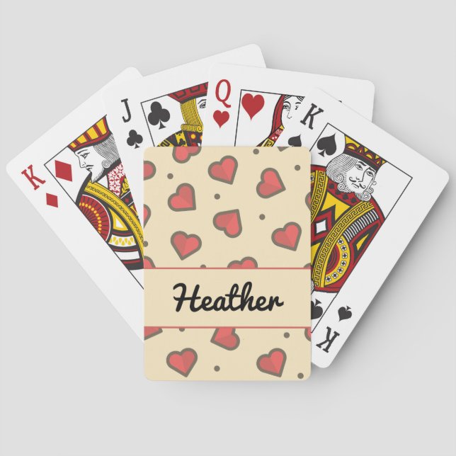 Red hearts and black dots playing cards (Back)
