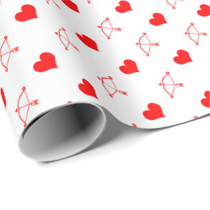 Red Hearts and Cupids Arrow Valentine's Day Wrapping Paper