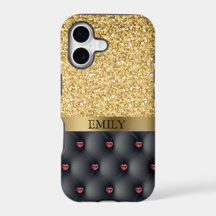 Red Hearts And Gold Glitter