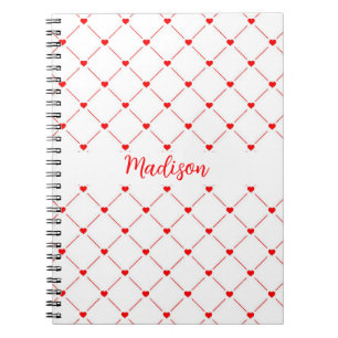 Red Hearts And Lines Notebook