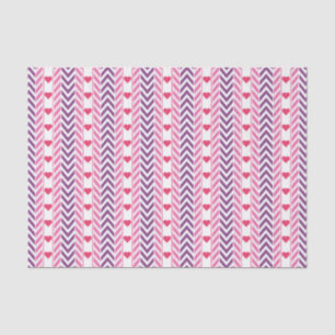 Red Hearts and Purple Chevrons Tissue Paper