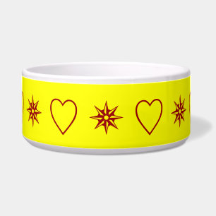 red hearts and stars on yellow