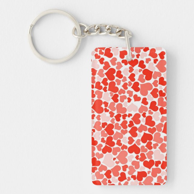 Red Hearts Background Key Ring (Front)