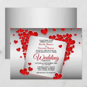 Red Hearts Beautiful Wedding Invitation