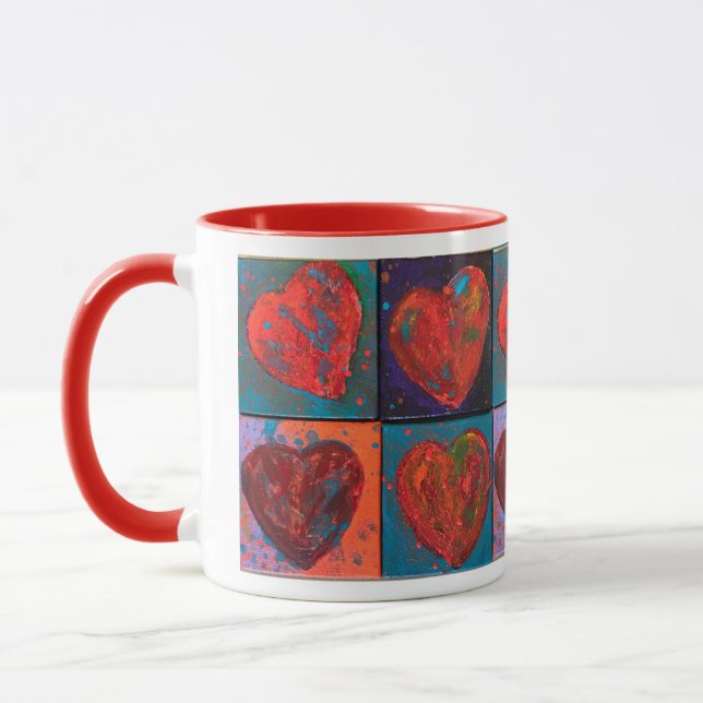 "Red Hearts" Beverage Mug (Left)