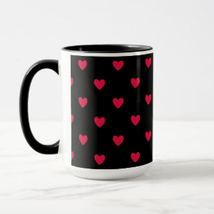 Red Hearts Black Medium Seamless Pattern Mug