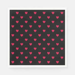 Red Hearts Black Medium Seamless Pattern  Napkin