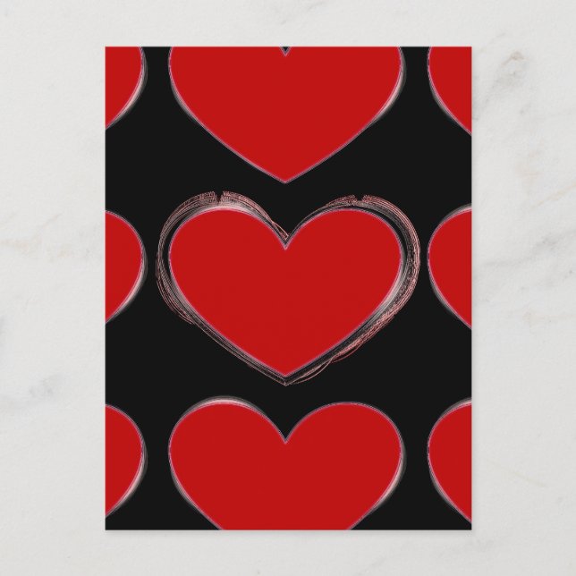 Red Hearts Black Pop Art Love Postcard (Front)