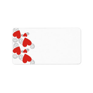 Red Hearts Blank Address Labels