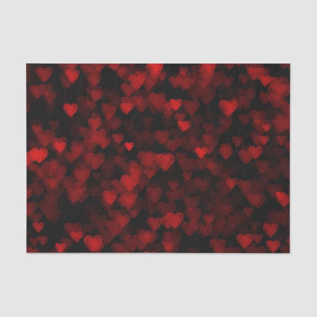 Red Hearts Blurry Vision Dark Black Romantic Love Tissue Paper (Front)