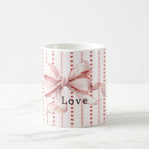 Red Hearts Blush Pink Bow Coffee Mug