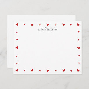 Red Hearts Border Valentines Note Card