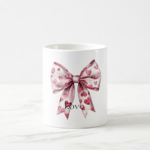 Red Hearts Bow Love Coffee Mug