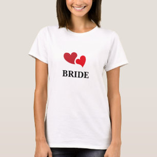 Red Hearts bride Typography minimal design T-Shirt