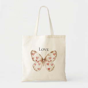 Red Hearts Butterfly Tote Bag