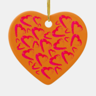 Red Hearts Ceramic Christmas Ornament