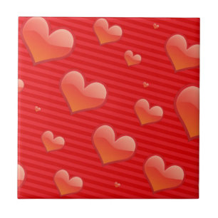 Red Hearts Ceramic Tile