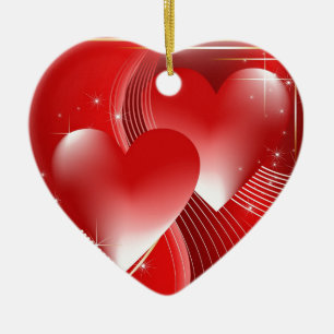 Red Hearts Ceramic Tree Decoration