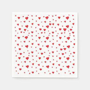 Red hearts cocktail napkin