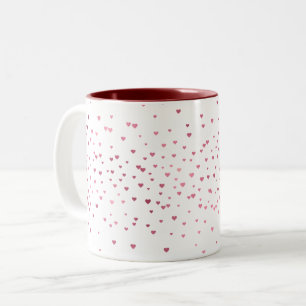Red Hearts Confetti Two-Tone Coffee Mug