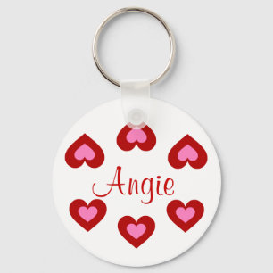 Red Hearts Customisable Valentine Name Keychain