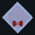 Red Hearts Cute Bow Tie Personalised Pet Name Pet Bandana<br><div class="desc">Oxford blue,  dotted with red hearts,  and finished with a matching bow tie...  personalised with your pet's name. Background colour,  and text style,  size and colour can be changed,  using the edit menu.</div>