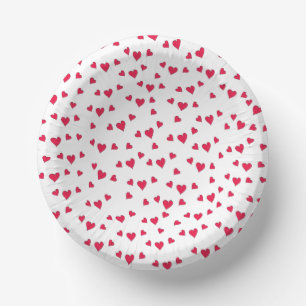 Red Hearts Cute Whimsical Simple Minimalist Paper Plate