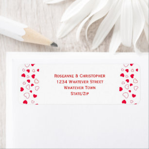 Red Hearts Design Valentines Day Wedding Address