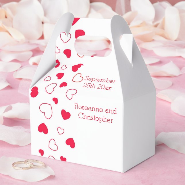 Red Hearts Design Valentines Day Wedding Favour Box (Wedding)