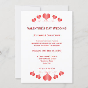 Red Hearts Design Valentines Day Wedding Invitation