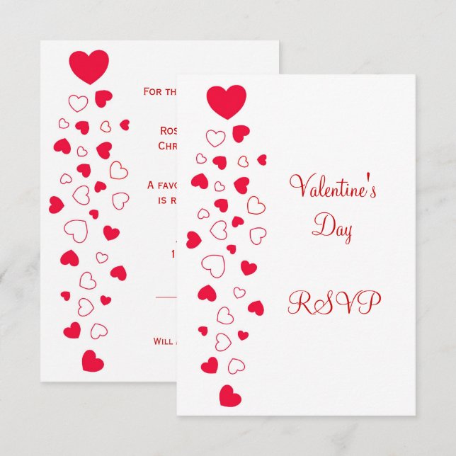 Red Hearts Design Valentines Day Wedding RSVP (Front/Back)