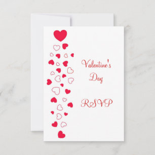 Red Hearts Design Valentines Day Wedding RSVP Invitation