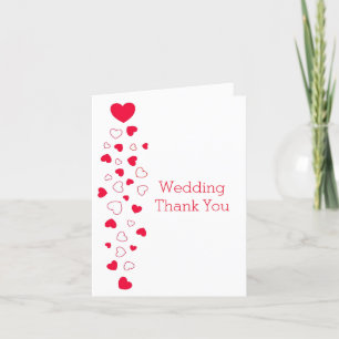 Red Hearts Design Valentines Day Wedding Thank You Card