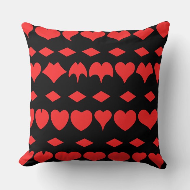 Red Hearts & Diamonds Throw Pillow (Front)