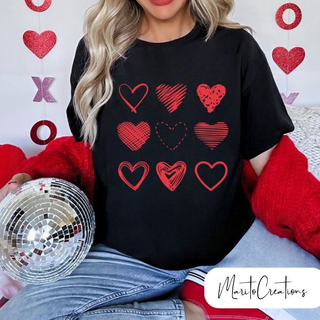 Red Hearts, Doodles of love, Valentine's Day. T-Shirt (Creator Uploaded)