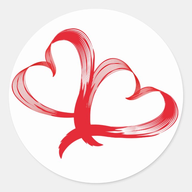 Red Hearts Double Intertwined Love Sticker (Front)