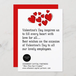 Red Hearts  Employees Office Logo Valentines Day Holiday Card