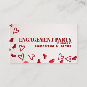 Red Hearts, Engagement Party Ticket Invitation