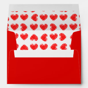 Red hearts envelope