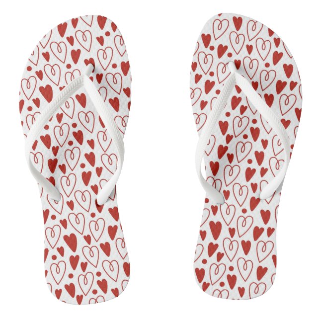 Red Hearts Flip Flops (Footbed)