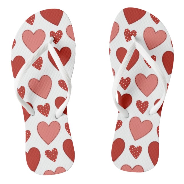 Red Hearts Flip Flops (Footbed)