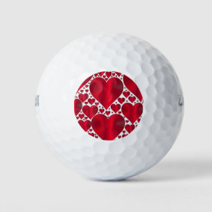 RED HEARTS FOR VALENTINE'S DAY GOLF BALLS