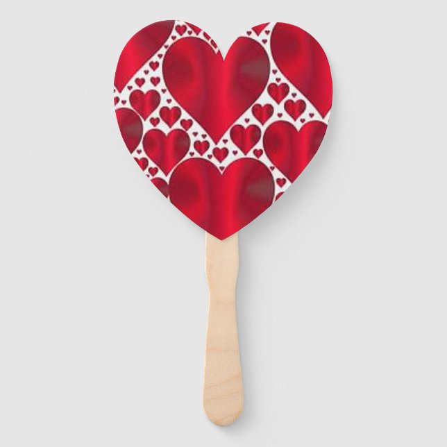 RED HEARTS FOR VALENTINE'S DAY HAND FAN (Front)