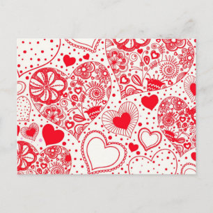 Red Hearts for Valentine's Day Holiday Postcard